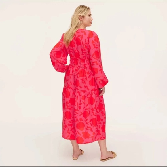 Women's Classic Rose Linen Long Sleeve Maxi Dress Kate Spade x Target XL - Picture 2 of 4